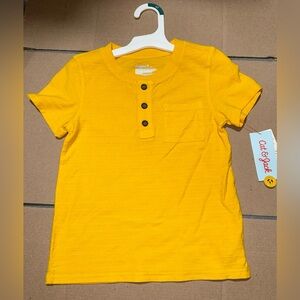 Cat & Jack 4T Boys' Yellow Henley T-Shirt Top With Pocket NEW